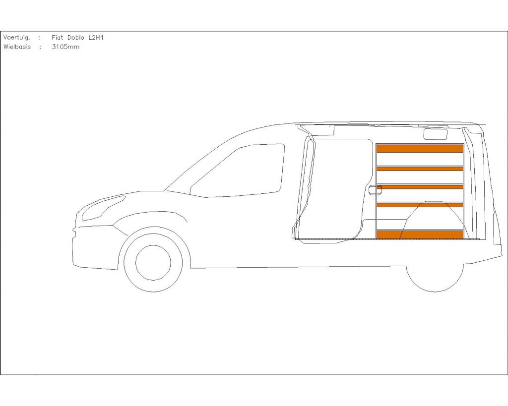 Fiat Doblo L2 Houten inrichting en betimmering stelling rechts T1