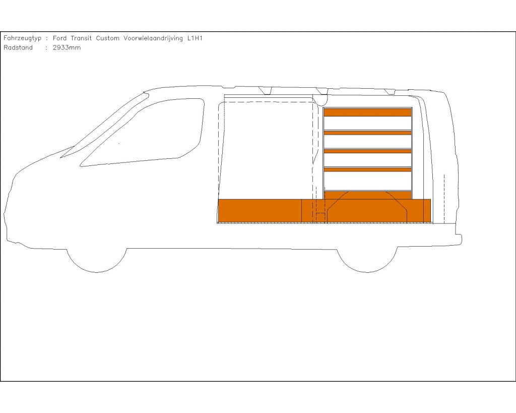 Ford Transit Custom L1 Houten inrichting en betimmering