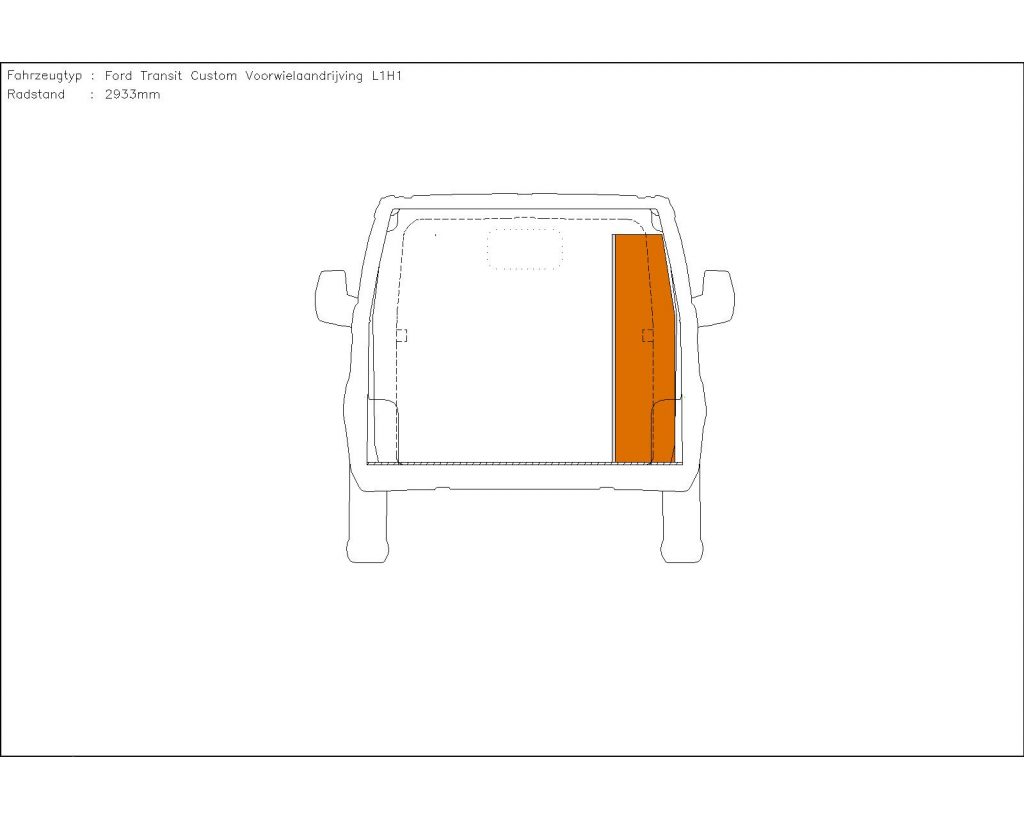 Ford Transit Custom L1 Houten inrichting en betimmering stelling