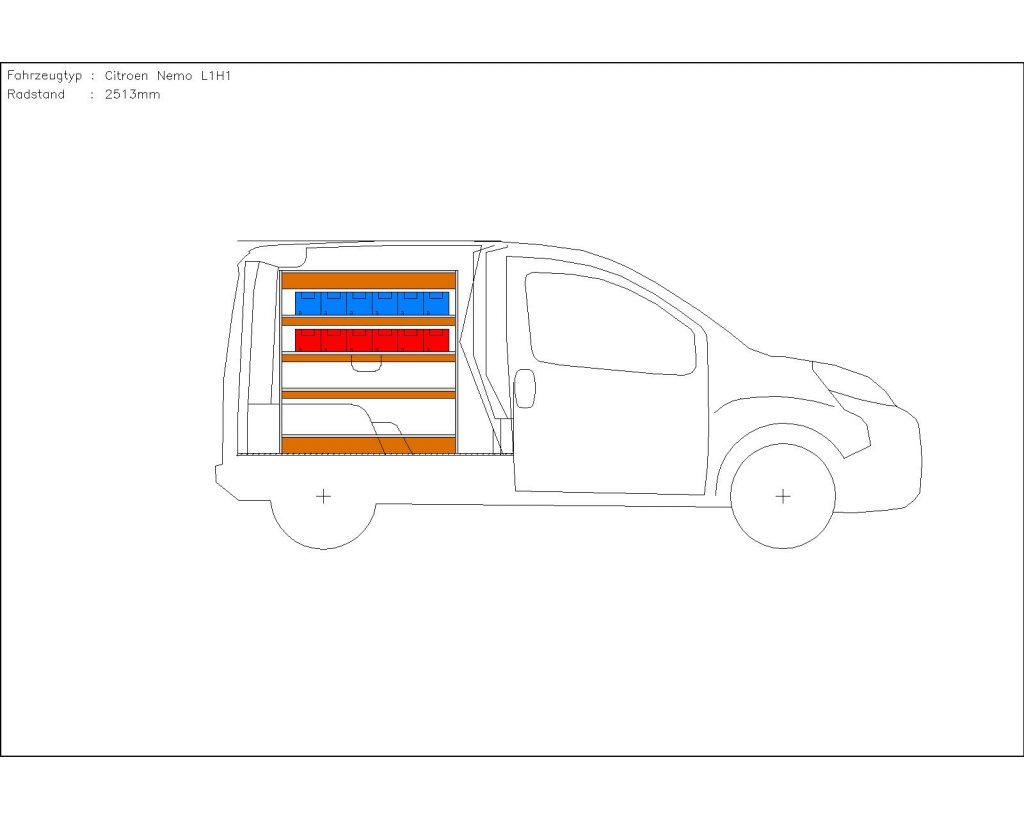 Fiat Fiorino L1 Houten inrichting en betimmering stelling links T2